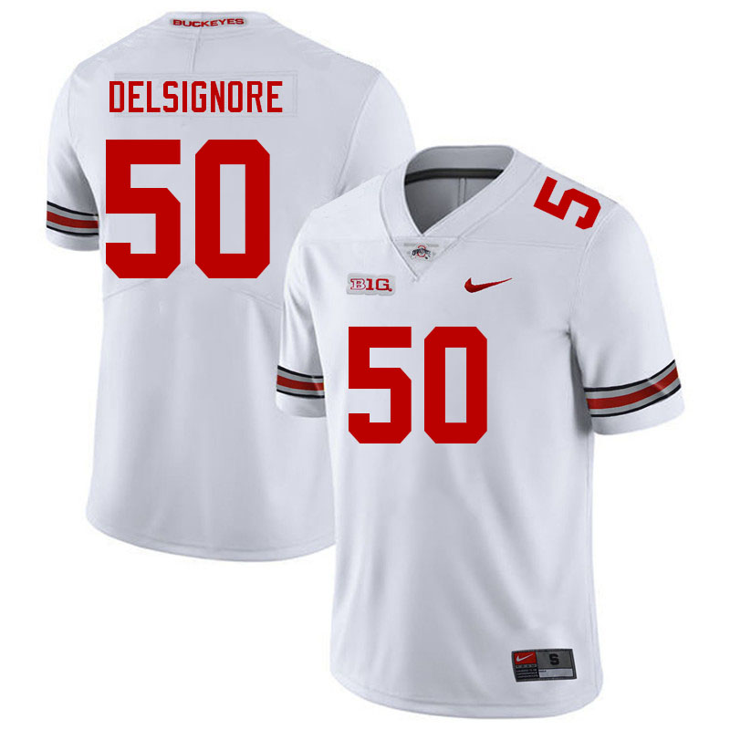 Men #50 Alec DelSignore Ohio State Buckeyes College Football Jerseys Stitched Sale-White